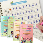 Sank Magic book Practice | Sank Magic Book for Montessori Children Tracing Handwriting First Pre-school Baby Learning Books for Kids (4 Books + Magic Pen with 10 Ink Refills)